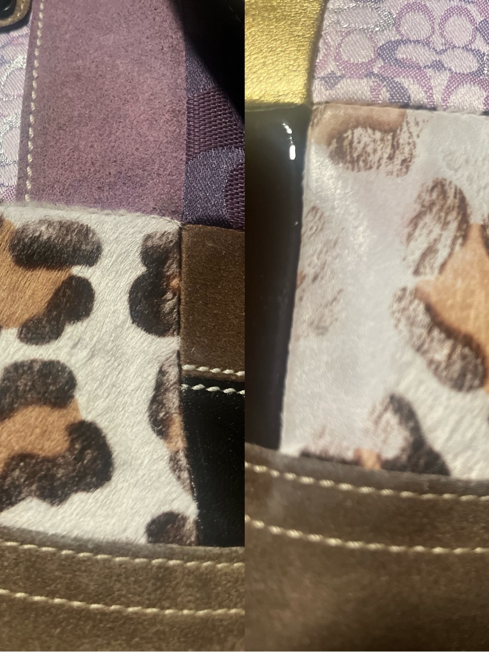 Coach Y2K Vintage Patchwork Suede Pony Hair Leather Shoulder Crossbody Bag - Picture 9 of 10